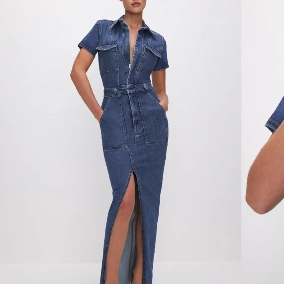 NWT Fit For Success Denim Maxi Dress - Picture 1 of 5